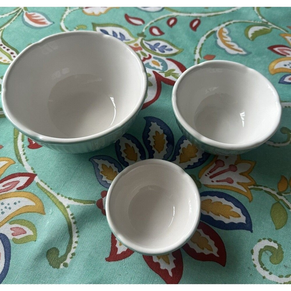 Martha Stewart VTG MINI 3 Pc. 3,4,5” Stoneware Prep Bowl Set Blue Cottage Style - Picture 4 of 5